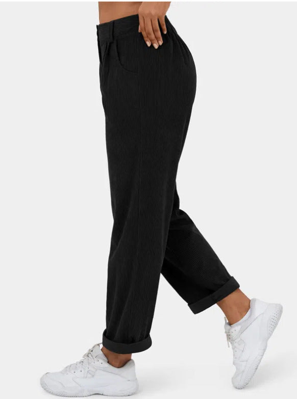 Women’s High Waist Corduroy Pants – Autumn Casual Loose Fit