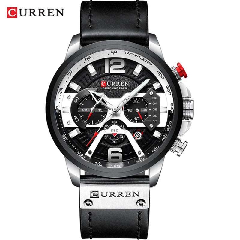 CURREN 8329 Trendy Men's Waterproof Watch Six-needle Multi-functional Fashion Large Dial Calendar Watch