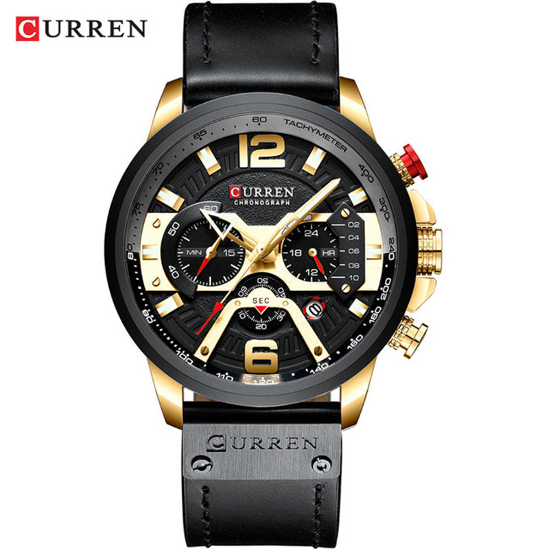 CURREN 8329 Trendy Men's Waterproof Watch Six-needle Multi-functional Fashion Large Dial Calendar Watch