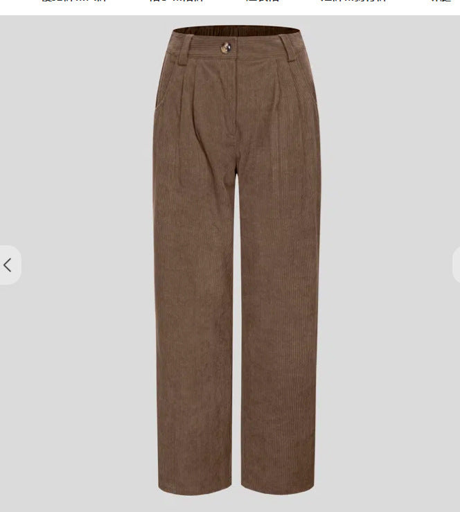 Women’s High Waist Corduroy Pants – Autumn Casual Loose Fit