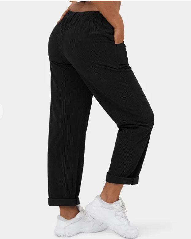 Women’s High Waist Corduroy Pants – Autumn Casual Loose Fit