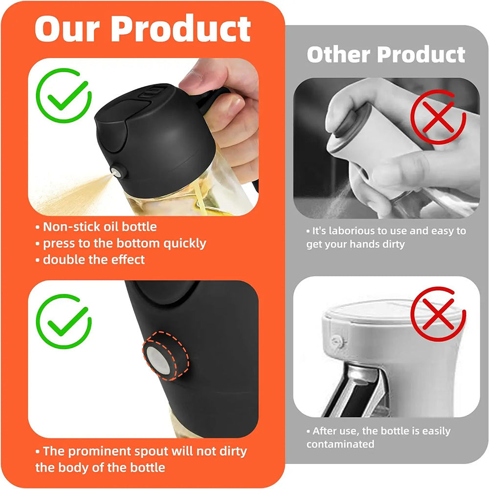 OilEase™ 2-in-1 Spray & Pour Glass Bottle – 470ml Kitchen Essential