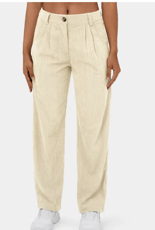 Women’s High Waist Corduroy Pants – Autumn Casual Loose Fit
