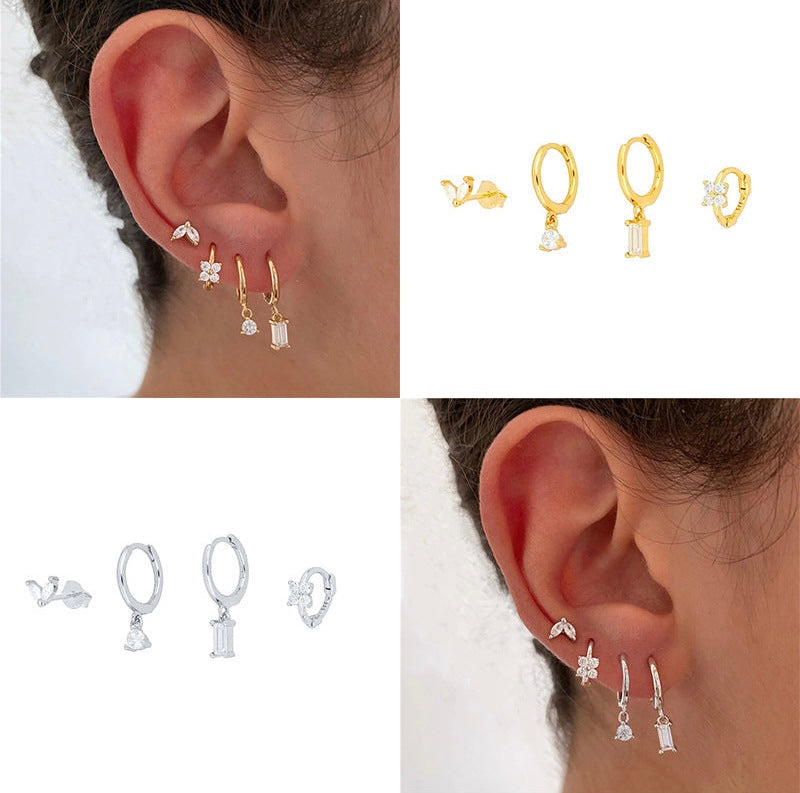 Radiant Geometry – 4-Piece Zircon Earring Set