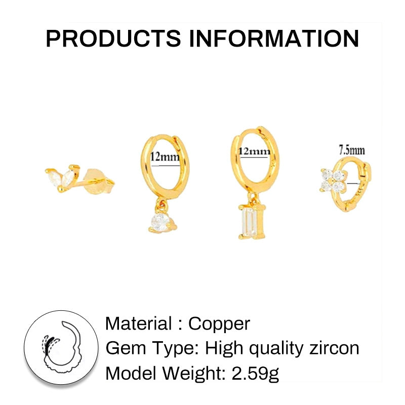 Radiant Geometry – 4-Piece Zircon Earring Set