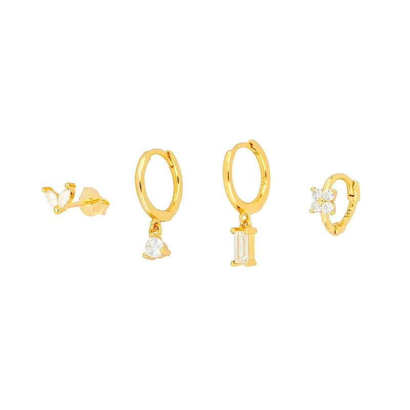 Radiant Geometry – 4-Piece Zircon Earring Set