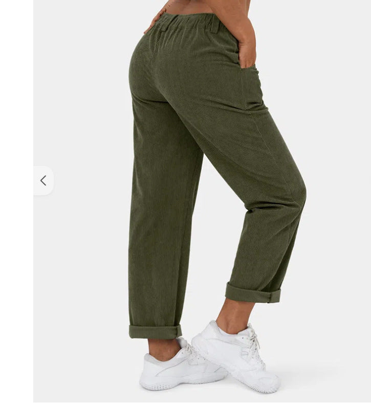 Women’s High Waist Corduroy Pants – Autumn Casual Loose Fit