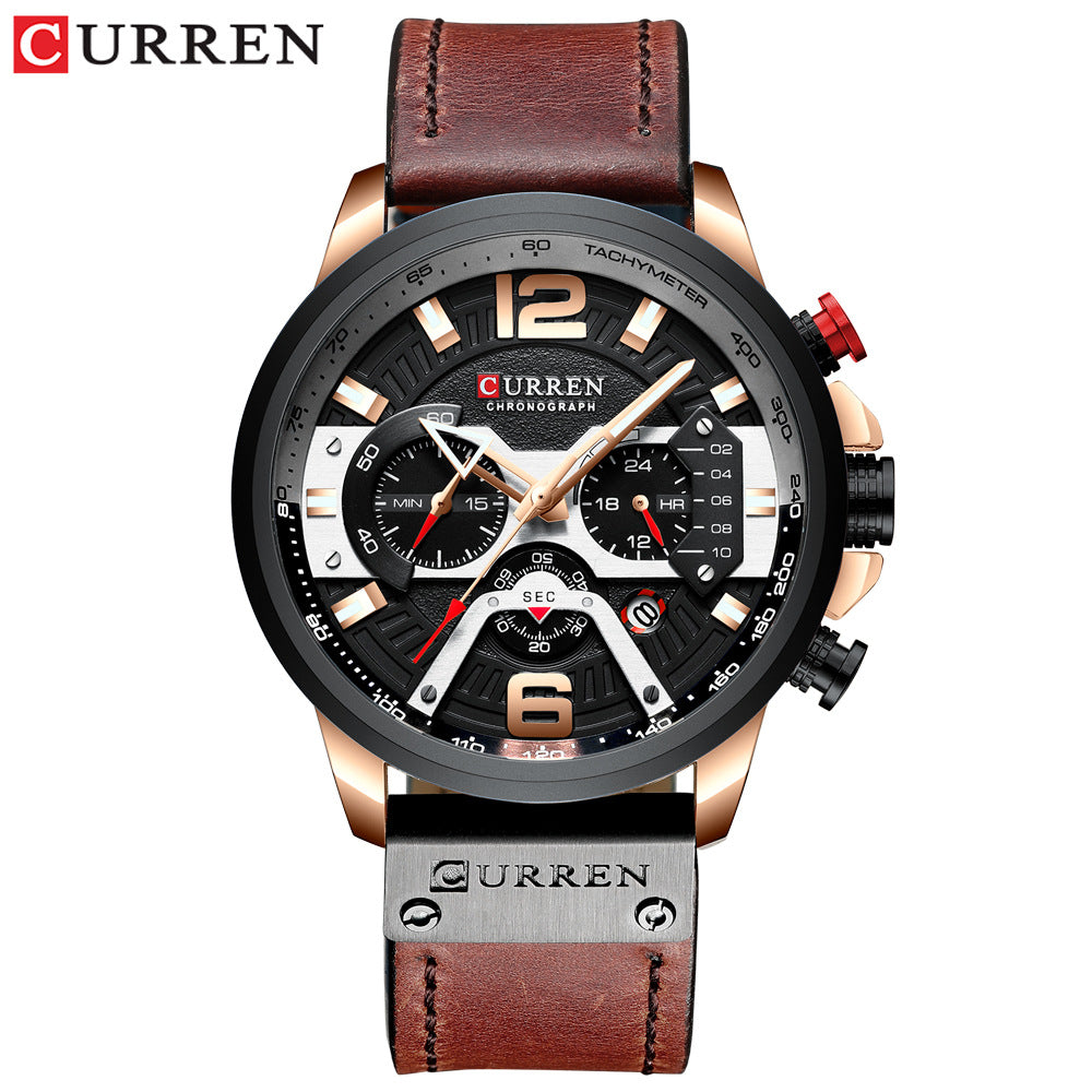 CURREN 8329 Trendy Men's Waterproof Watch Six-needle Multi-functional Fashion Large Dial Calendar Watch