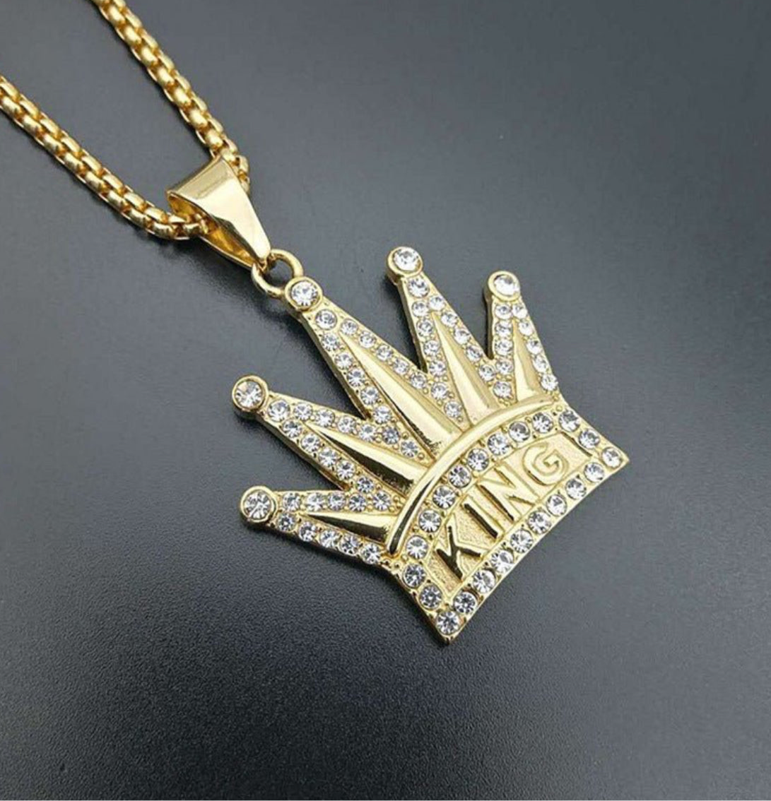 Regal King Crown Pendant Necklace