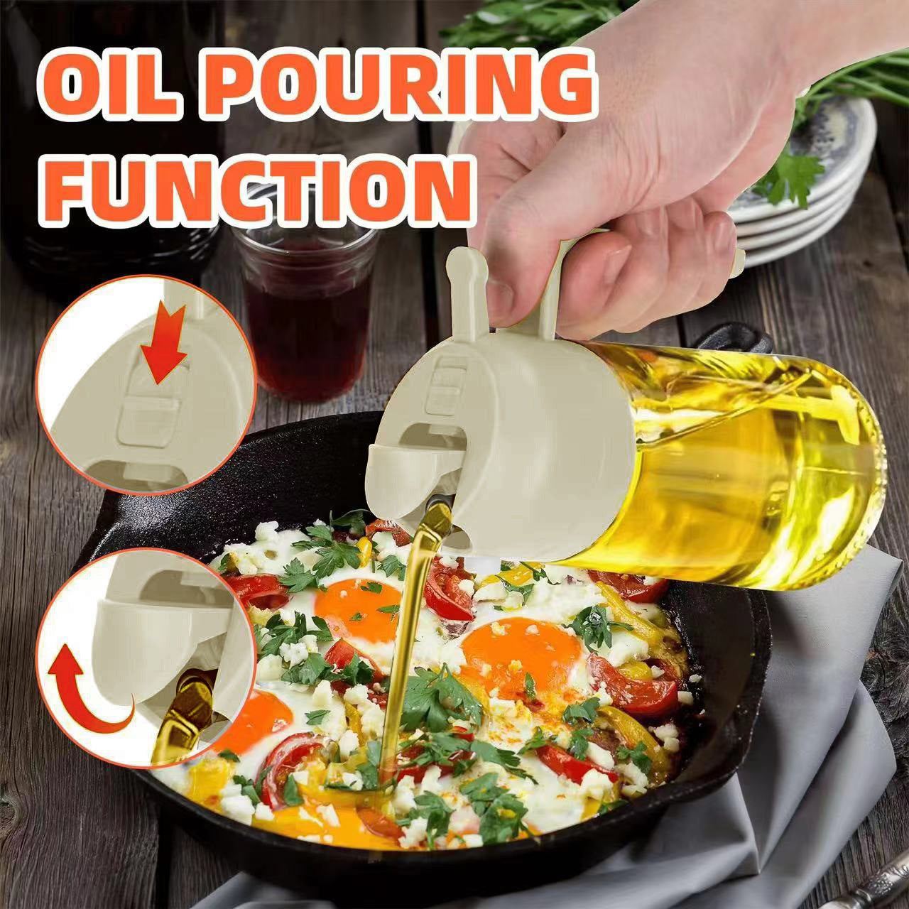 OilEase™ 2-in-1 Spray & Pour Glass Bottle – 470ml Kitchen Essential