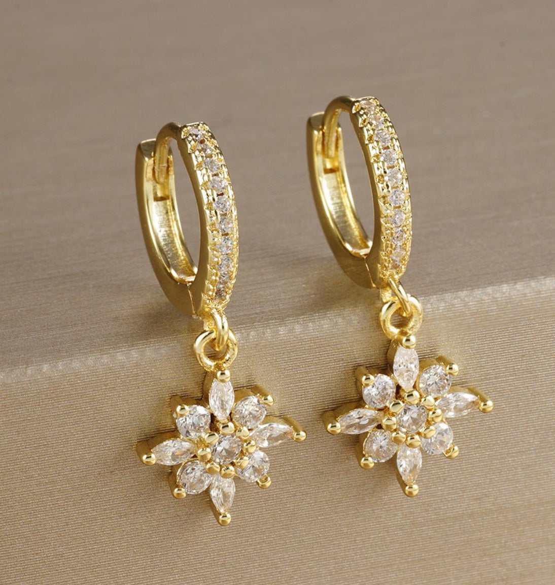 Elegant Sunflower Diamond Earrings