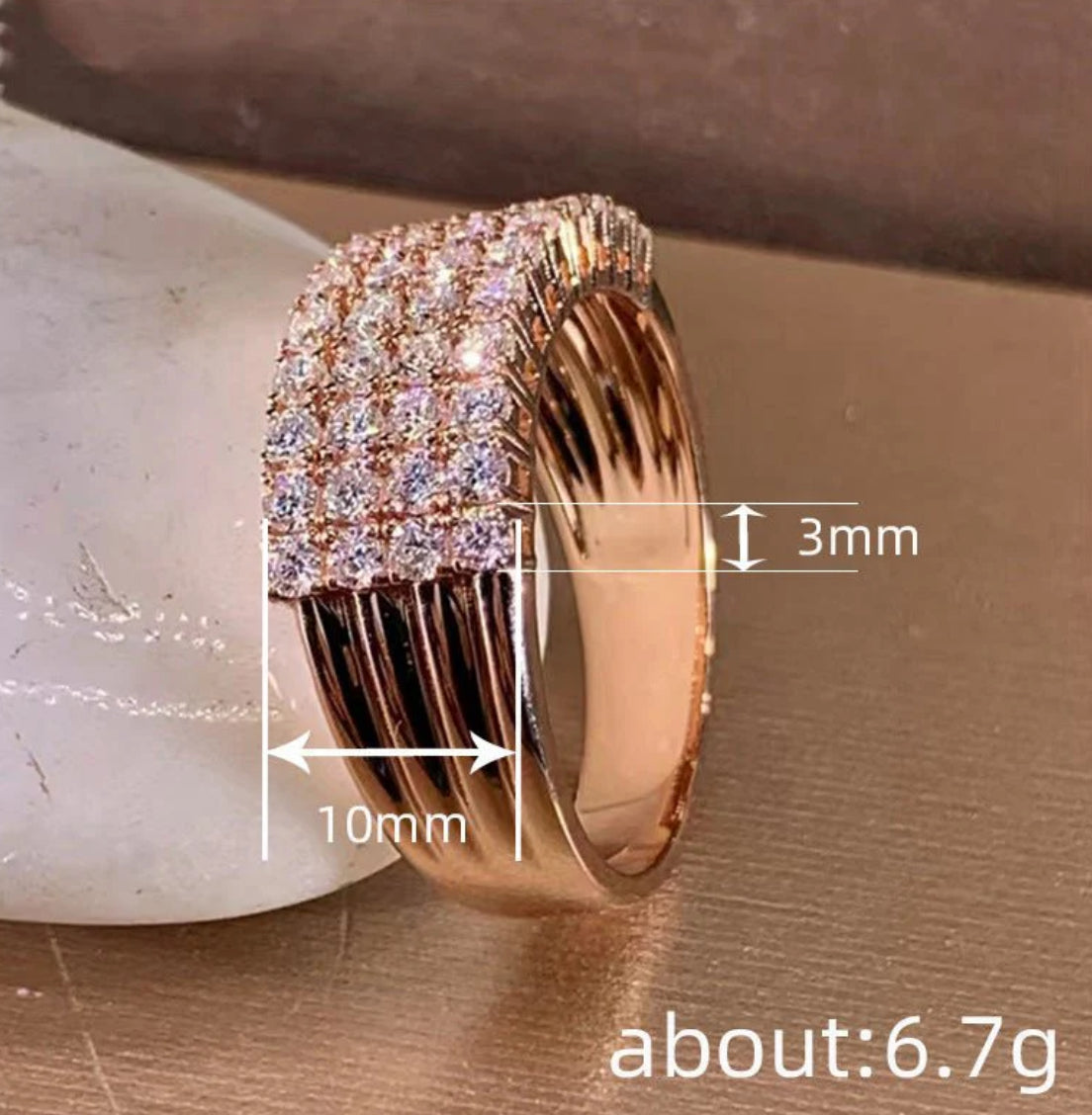 Zircon Radiance Geometric Ring