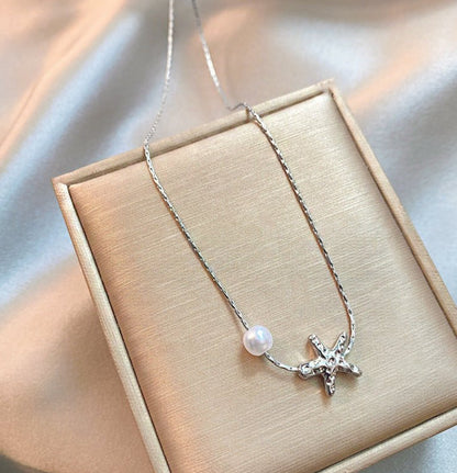 Starfish Pearl Charm Necklace