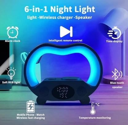 6-in-1 Smart LED Table Lamp with Wireless Charger & Bluetooth Speaker