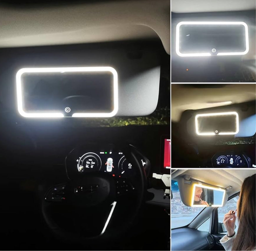 Glam Ride Car Vanity Mirror – LED Sun Visor Mirror with Adjustable Lighting