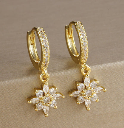 Elegant Sunflower Diamond Earrings