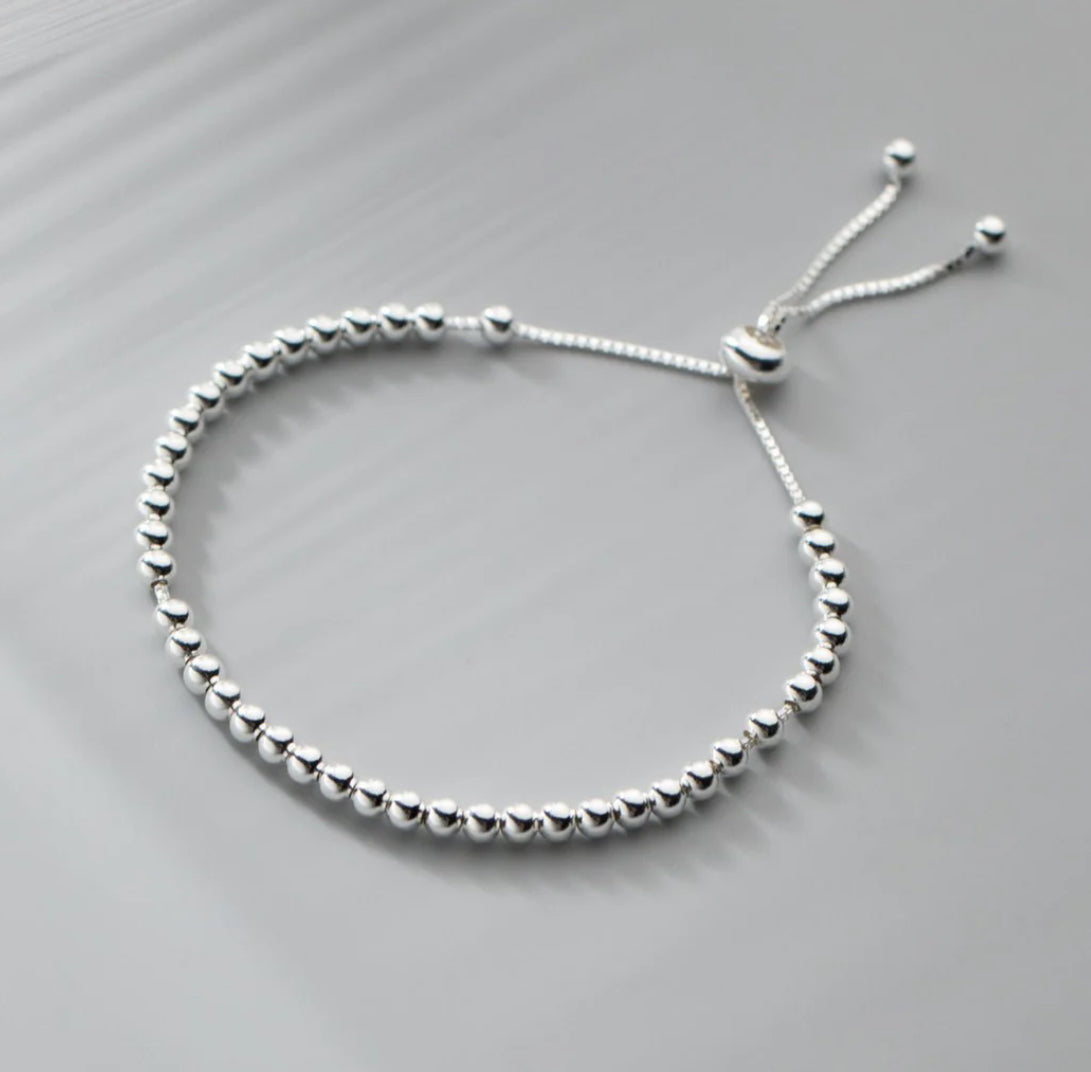 Radiant Glow S925 Sterling Silver Bead Adjustable Bracelet