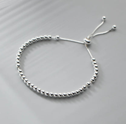 Radiant Glow S925 Sterling Silver Bead Adjustable Bracelet