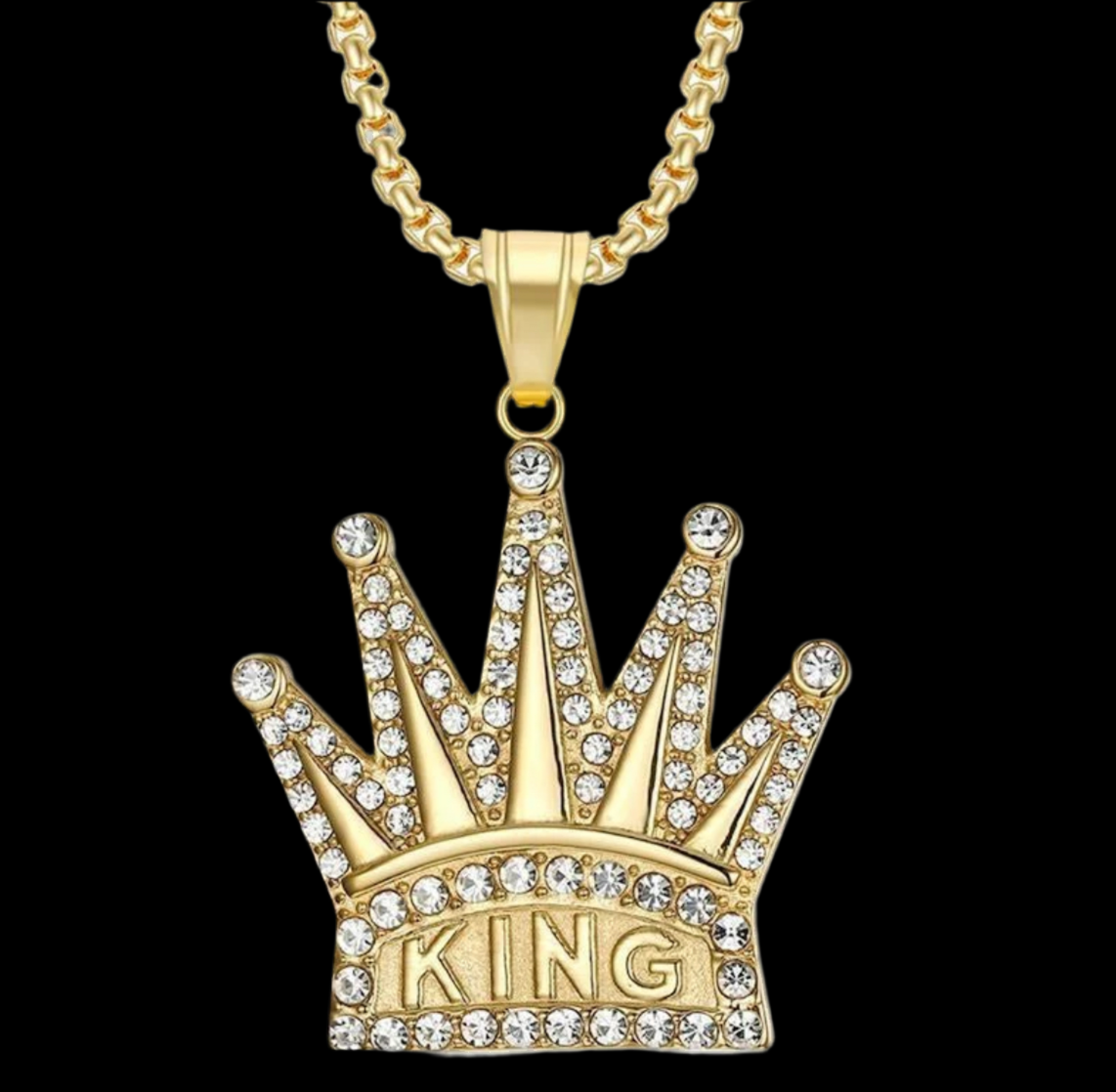 Regal King Crown Pendant Necklace