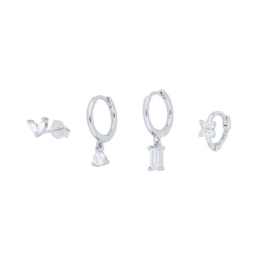 Radiant Geometry – 4-Piece Zircon Earring Set