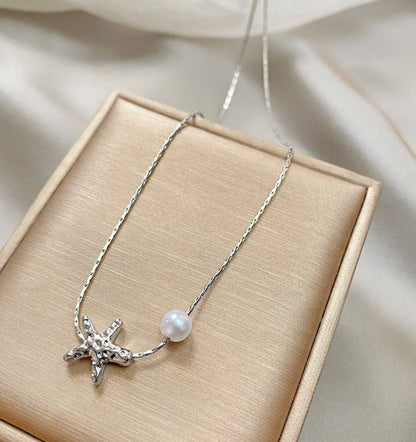 Starfish Pearl Charm Necklace