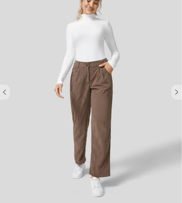 Women’s High Waist Corduroy Pants – Autumn Casual Loose Fit
