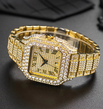 Luxury Diamond Quartz Watch – European Hip Hop Style