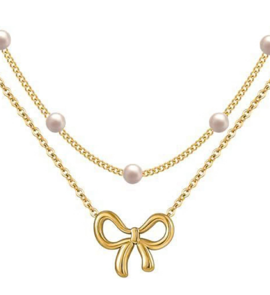 Minimalist Pearl Bow Necklace for Women