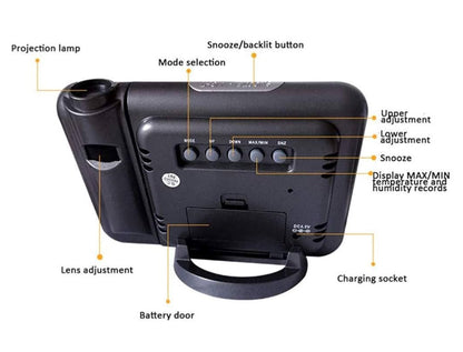 LED Projection Alarm Clock with Weather Station & Wireless Sensor