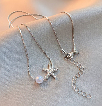 Starfish Pearl Charm Necklace