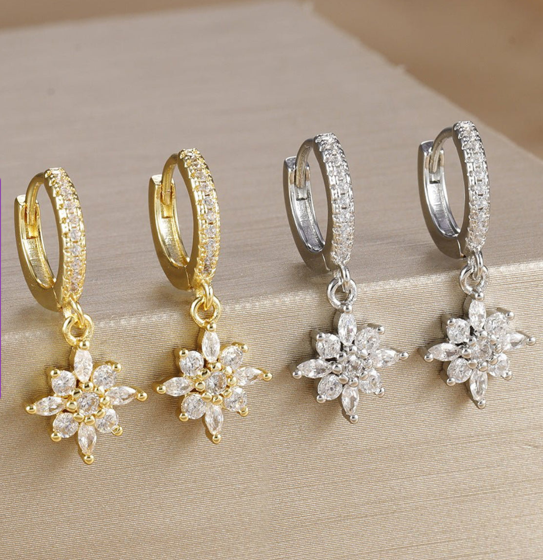 Elegant Sunflower Diamond Earrings