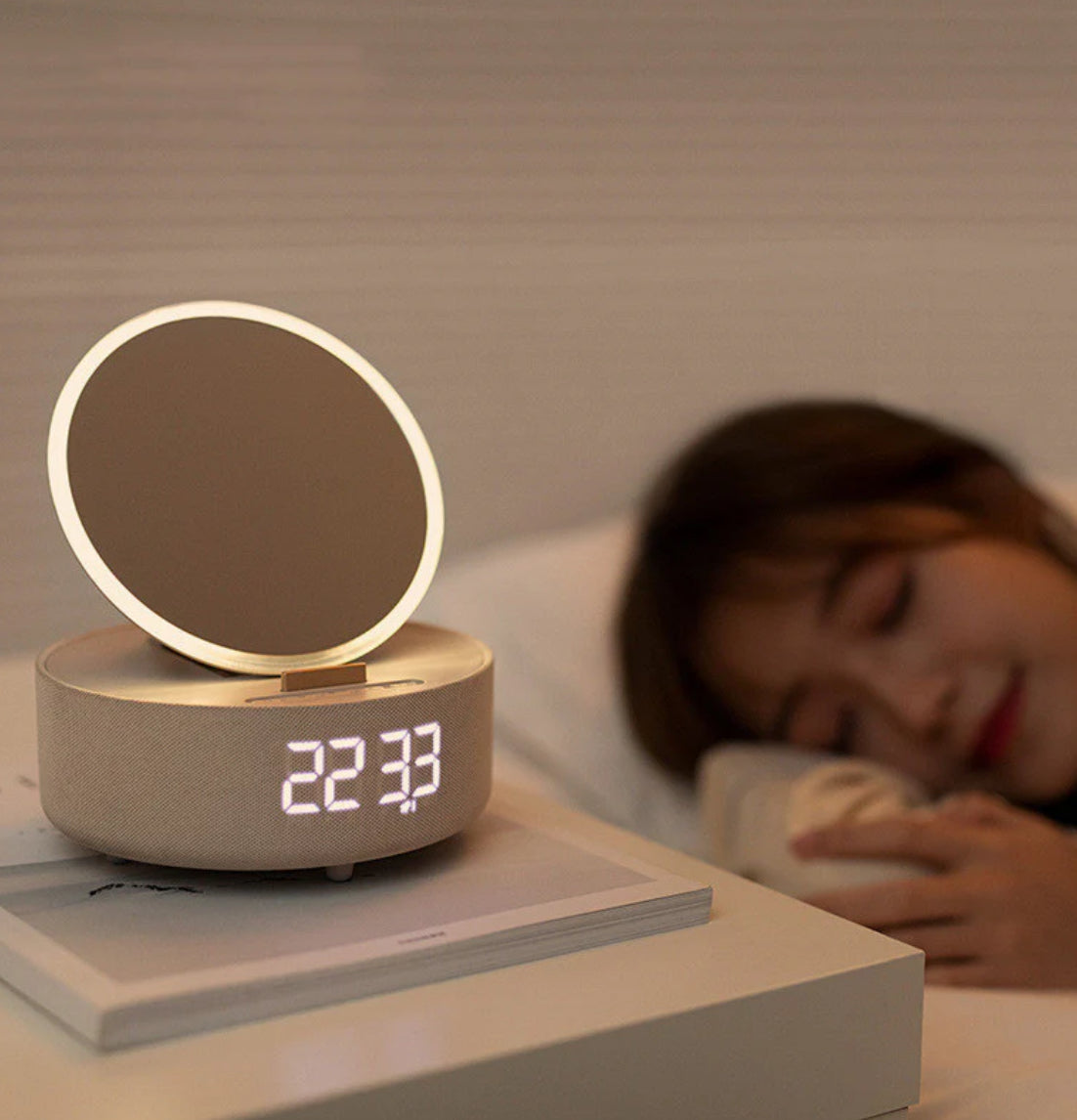 Smart Mirror Clock: Wireless Charger, Bluetooth Speaker & Night Light