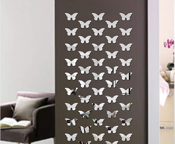 40 Butterfly Decorative 3D Acrylic Mirror for Wall