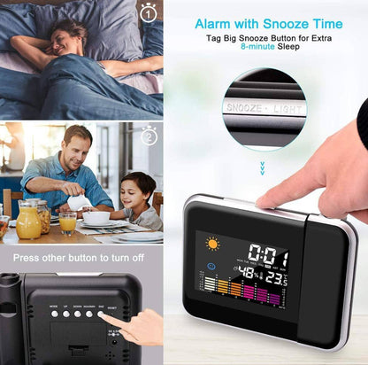 LED Projection Alarm Clock with Weather Station & Wireless Sensor