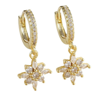 Elegant Sunflower Diamond Earrings