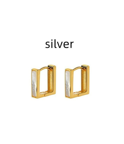 Elegant Silver Shell Square Earrings