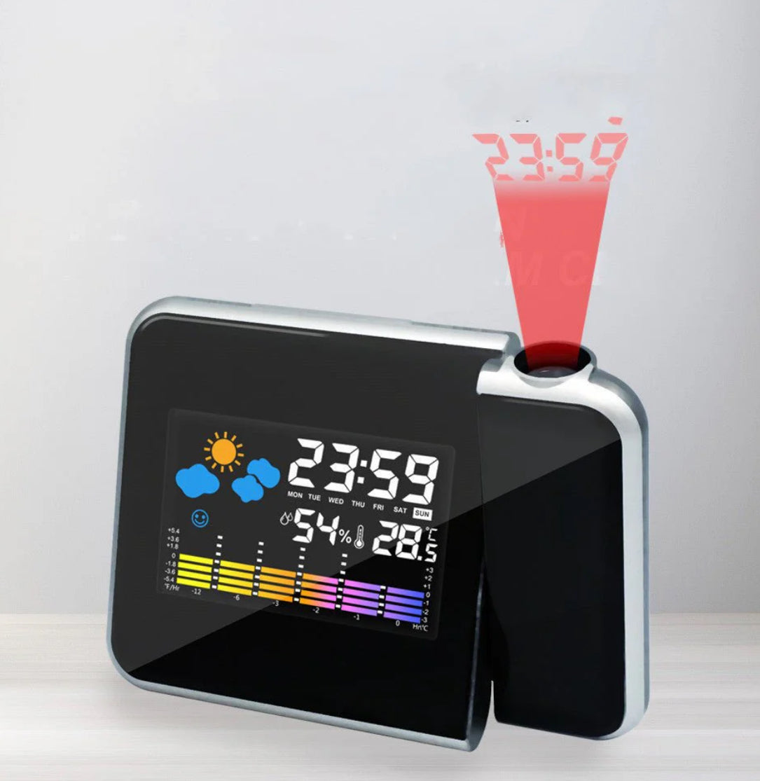 LED Projection Alarm Clock with Weather Station & Wireless Sensor