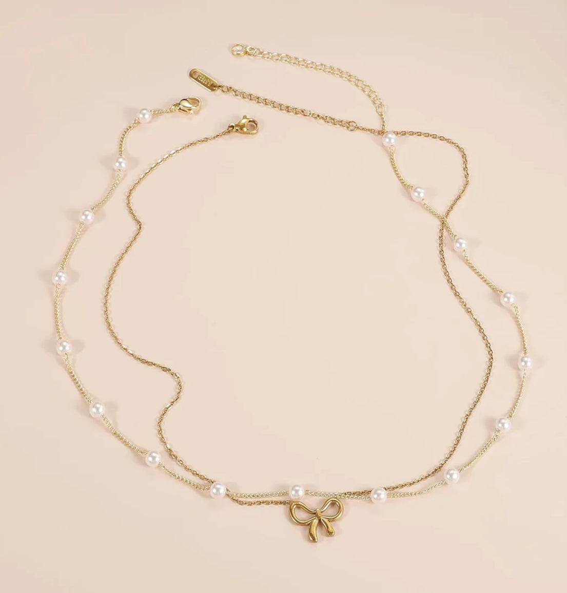 Minimalist Pearl Bow Necklace for Women