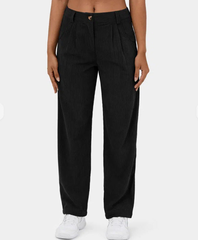 Women’s High Waist Corduroy Pants – Autumn Casual Loose Fit
