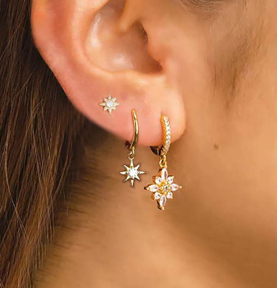 Elegant Sunflower Diamond Earrings