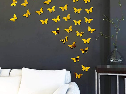 40 Butterfly Decorative 3D Acrylic Mirror for Wall