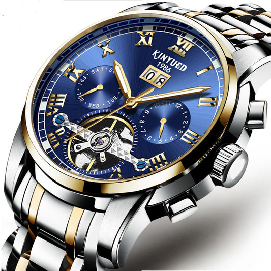 Stainless Steel Men&amp;amp;#039;s Tourbillon Multi-functional Calendar Automatic Mechanical Watch Explosion Models