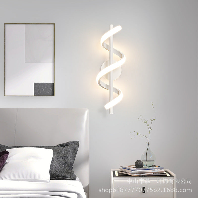 Bedside Wall Lamp Light Luxury Modern Simple Creative Spiral Bedroom Wall Lamp Minimalist Led Living Room TV Background Wall Lamp